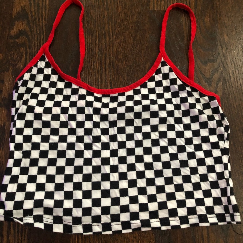 Checkered crop tank top